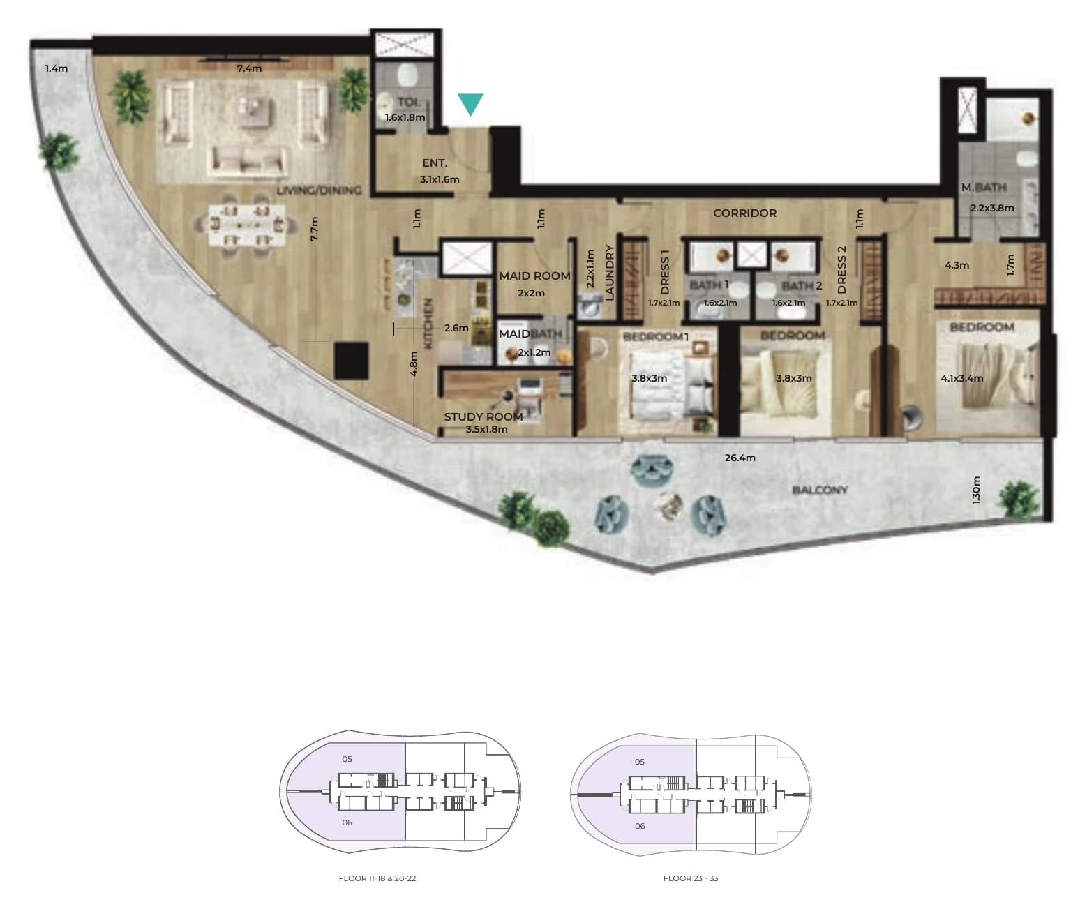 3 bedroom floor plan