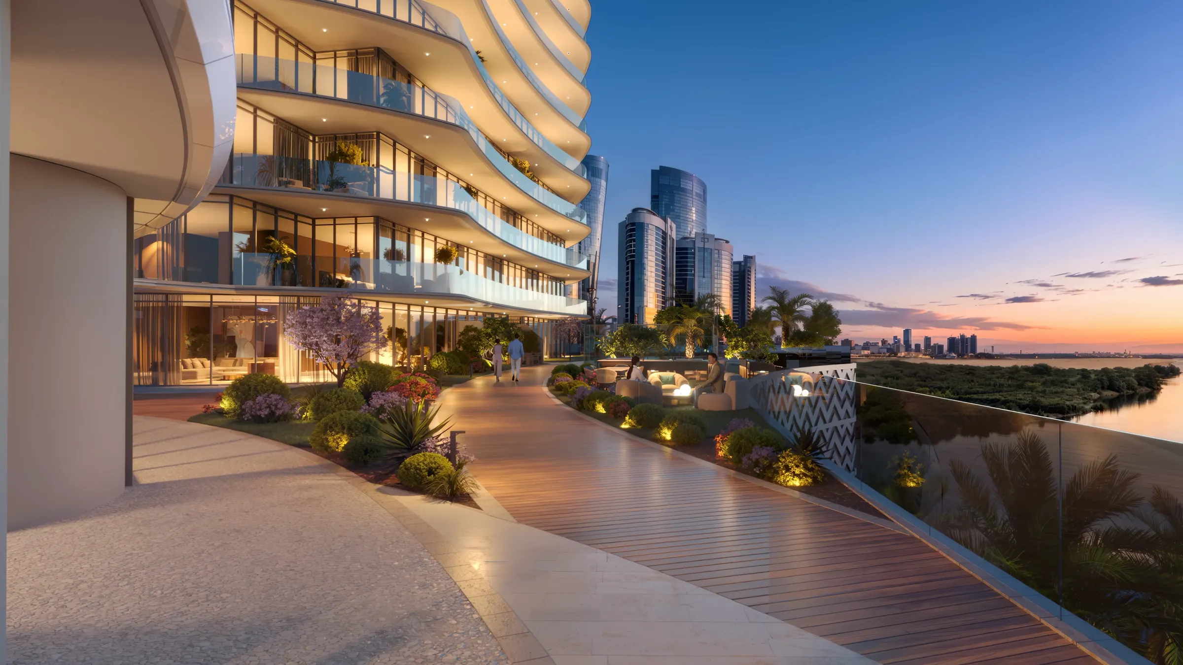 Podium walkway at dusk