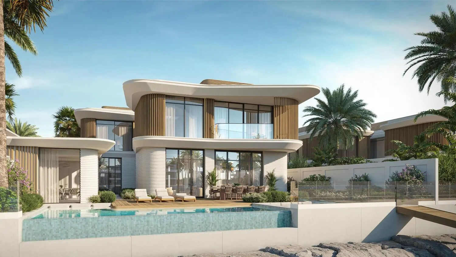 Resort-style pool on Yas Island, Abu Dhabi lifestyle context for Stellar by Elie Saab